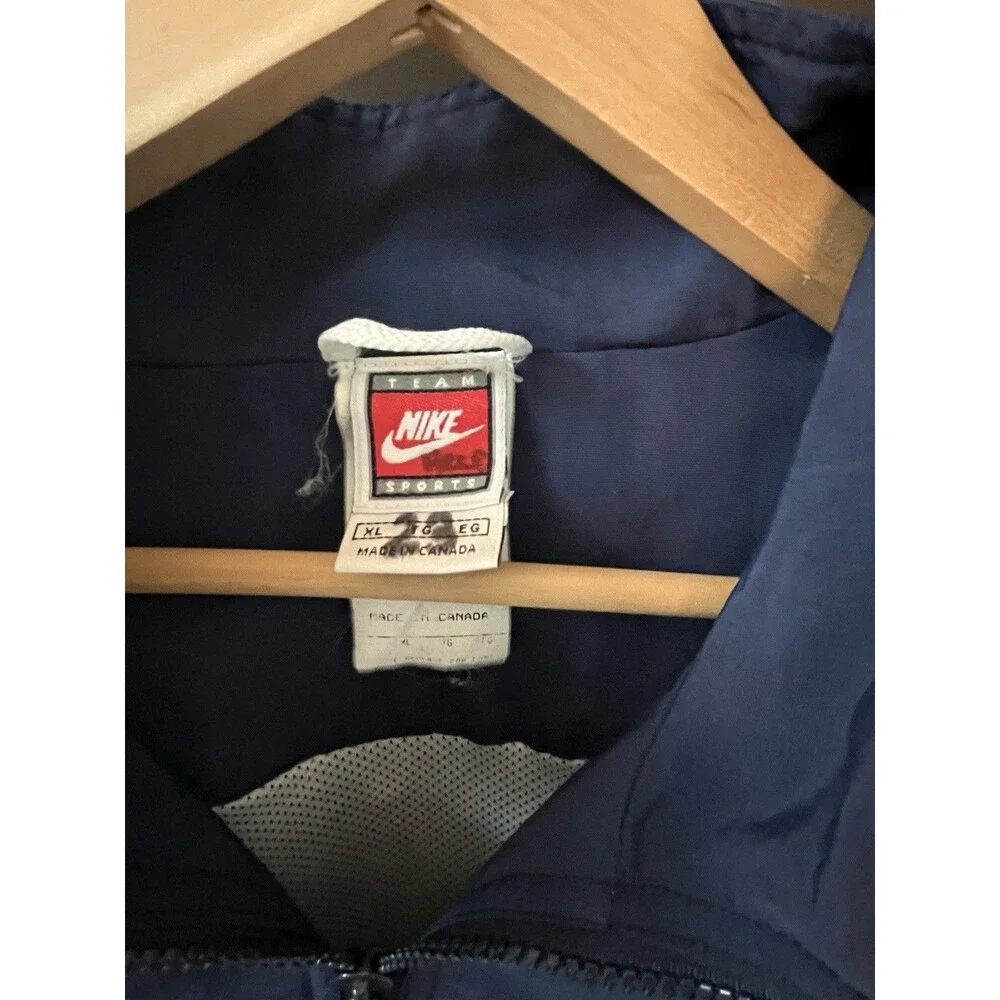 Vintage 90s Nike Penn State Ice Hockey Full Zip Windbreaker Jacket Blue Men XL